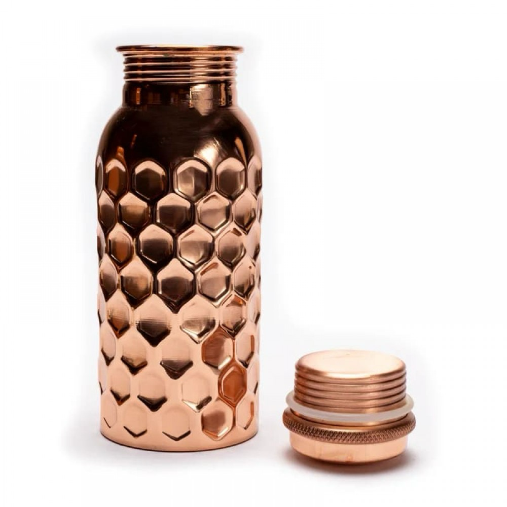 Copper Drinking Bottle Hammered 500ml