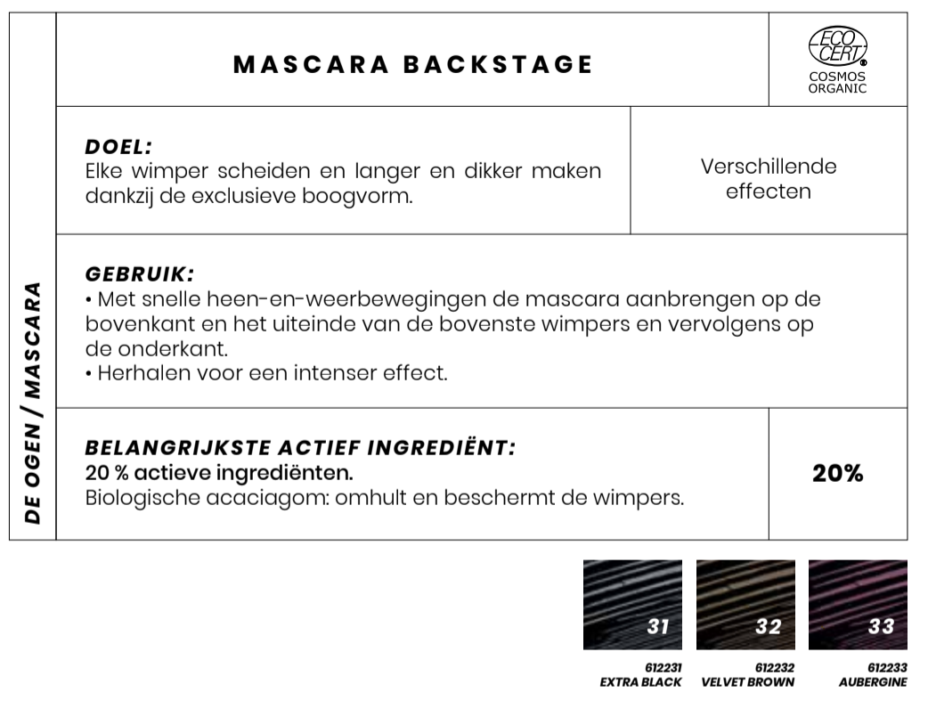 Refill Mascara Bio Backstage (231) Extra Black-Couleur Caramel