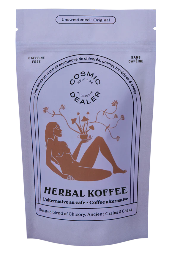 Een hoogwaardig alternatief voor koffie gemaakt met biologisch gebrande witloof, geroosterde granen en adaptogene chage paddenstoelen uit Scandinavië.