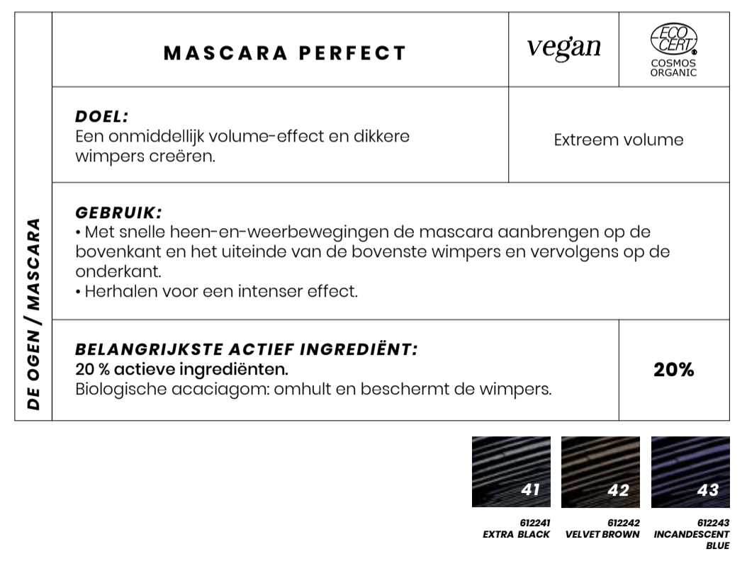 Refill Mascara Bio and Vegan Perfect (241) Extra Black-Couleur Caramel